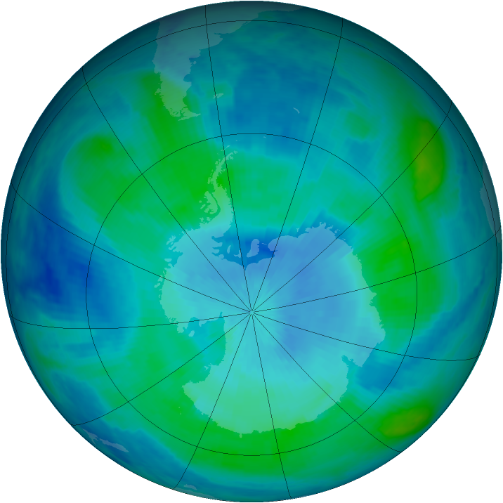 Antarctic ozone map for 25 February 1999